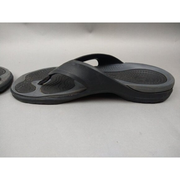 Crocs Mens 10 Black and Gray Flip Flops Women's Size 12 - Picture 10 of 13